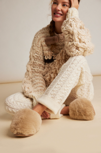 Free People Snowball Slipper in Taupe Faux Fur