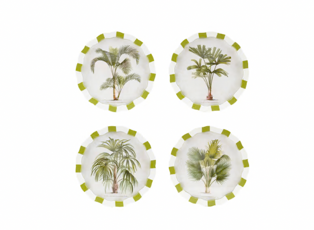 Palm & Striped Framed Glass Wall Decor