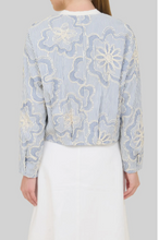 Load image into Gallery viewer, Zoe and Claire Embroidered Bomber Jacket | Blue