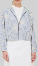 Load image into Gallery viewer, Zoe and Claire Embroidered Bomber Jacket | Blue