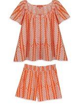Load image into Gallery viewer, Brooks Avenue Ivy Flutter Sleeve Pajama Set Short | Frond Orange