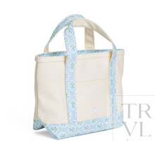 Load image into Gallery viewer, TRVL Mini Tote | Coated Canvas with Petite Fleur Blue Trim