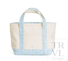 Load image into Gallery viewer, TRVL Mini Tote | Coated Canvas with Petite Fleur Blue Trim
