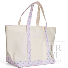 Load image into Gallery viewer, TRVL Maxi Tote | Coated Canvas with Petite Fleur Pink Trim