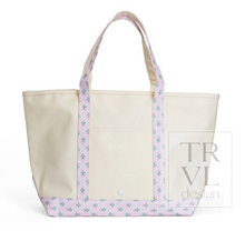 Load image into Gallery viewer, TRVL Maxi Tote | Coated Canvas with Petite Fleur Pink Trim