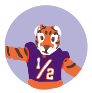 Clemson 1/2 Tiger Purple Button
