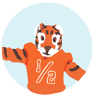 Clemson 1/2 Tiger Blue Button