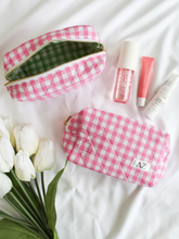 Load image into Gallery viewer, Sorority Gingham Quilted Makeup Bag