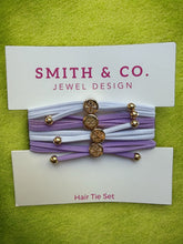 Load image into Gallery viewer, Smith &amp; Co Skinny Hair Tie Set | Purple White