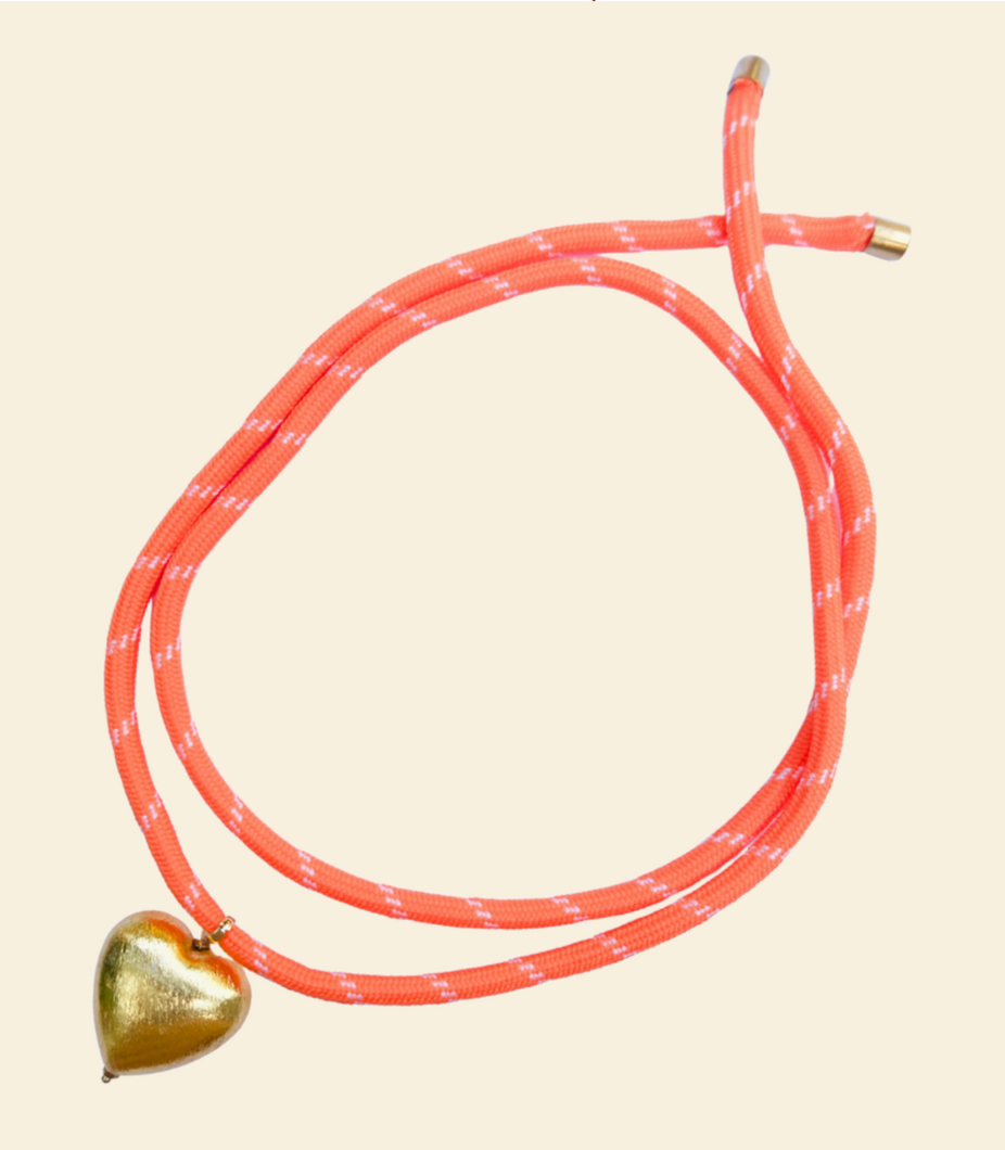 Orange Tie Heart Necklace