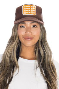 Friday Feelin' Howdy Trucker Hat in Brown