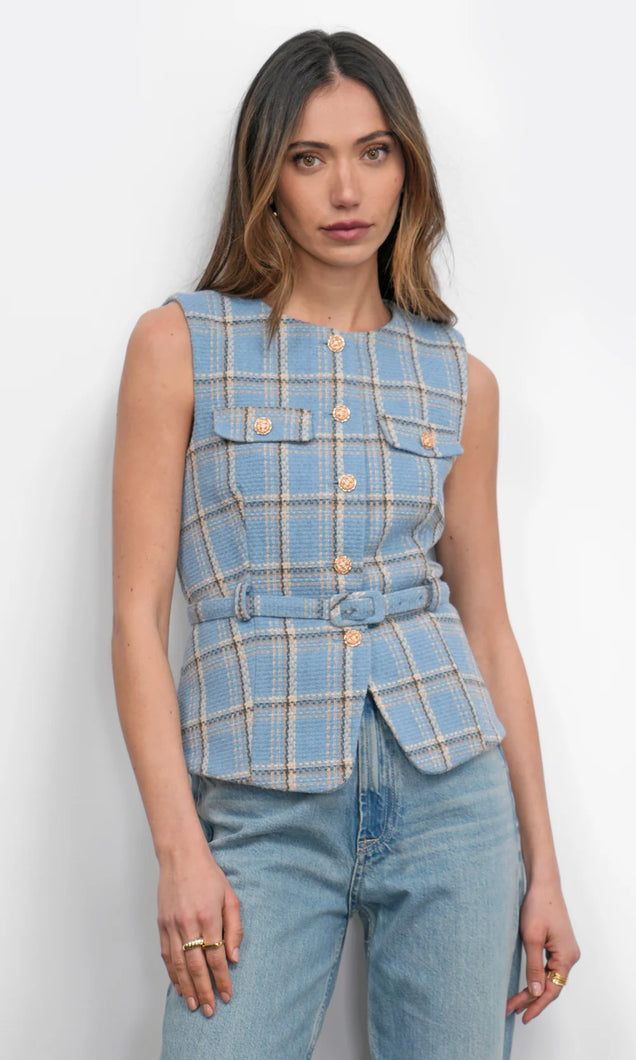 Greylin Sloane Belted Plaid Vest