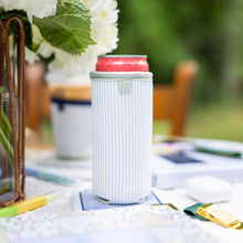 Load image into Gallery viewer, Emily Ley Slim Can Cooler | Blue Pinstripe
