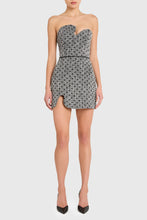 Load image into Gallery viewer, Amanda Uprichard Puzzle Strapless Mini Dress | Black &amp; White Polkadot Tweed