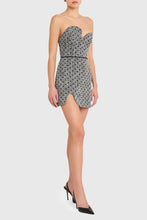 Load image into Gallery viewer, Amanda Uprichard Puzzle Strapless Mini Dress | Black &amp; White Polkadot Tweed