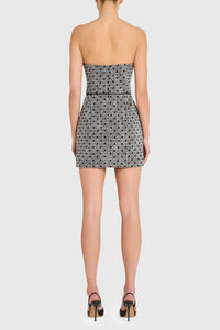 Amanda Uprichard Puzzle Strapless Mini Dress | Black & White Polkadot Tweed