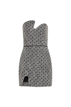 Load image into Gallery viewer, Amanda Uprichard Puzzle Strapless Mini Dress | Black &amp; White Polkadot Tweed