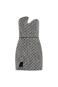 Amanda Uprichard Puzzle Strapless Mini Dress | Black & White Polkadot Tweed