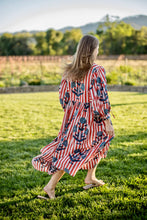 Load image into Gallery viewer, Maison Marigold Taj Maxi Dress | Navy/Red