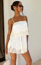 Load image into Gallery viewer, Show Me Your MUMU Emmylou Mini Dress | Ivory Satin With Lace Trim