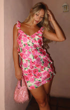 Load image into Gallery viewer, Show Me Your MUMU Rosa Ruffle Mini Dress | Pink Floral Soiree