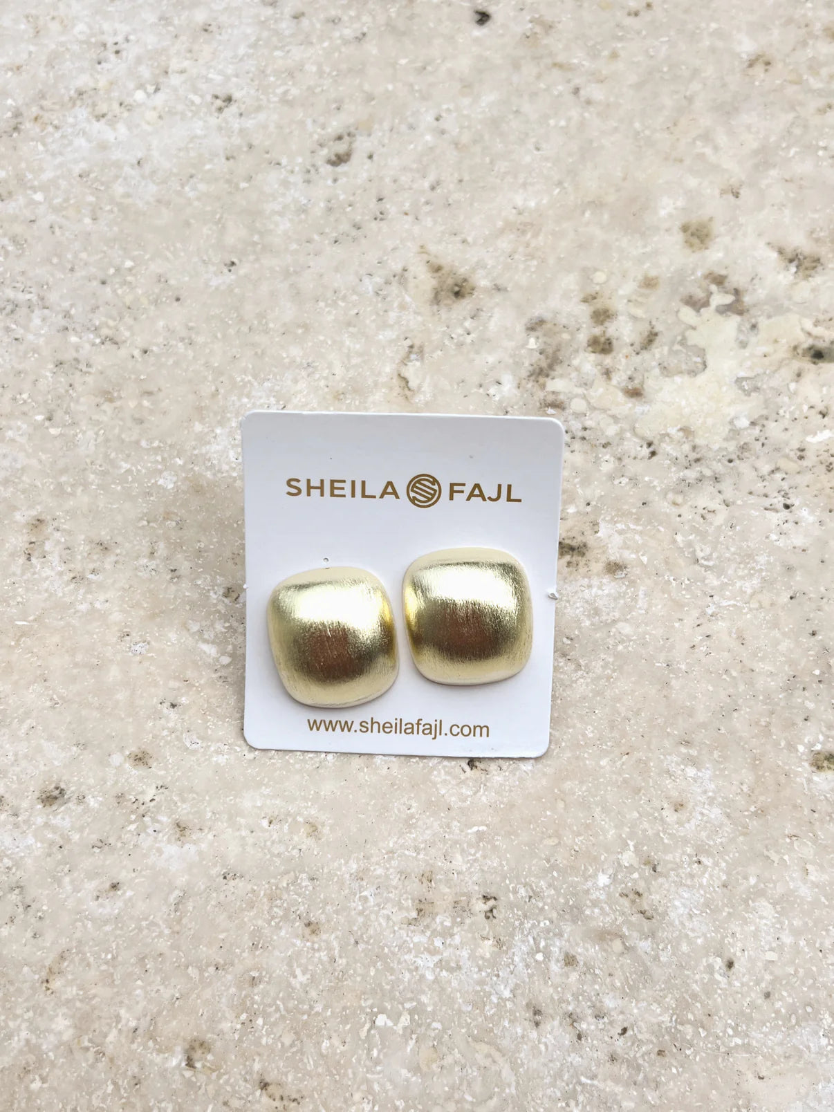 Sheila Fajl Small Yves Studs | Brushed 18K Gold Plated