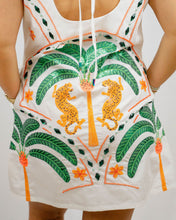 Load image into Gallery viewer, Queen of Sparkles White Palm Tree &amp; Jaguar Cotton Tank Dress