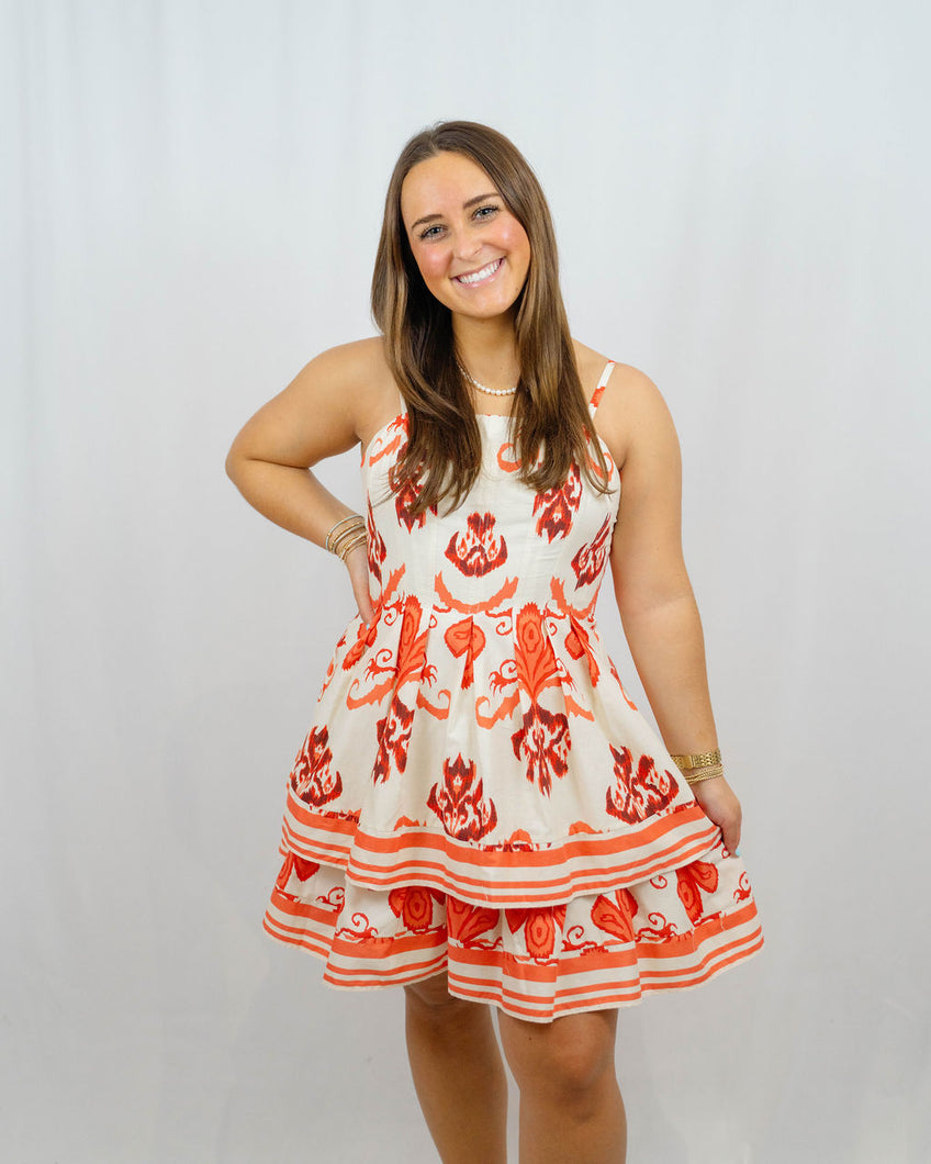Adelyn Rae Isla Pintucked Printed Mini Dress
