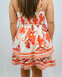 Adelyn Rae Isla Pintucked Printed Mini Dress