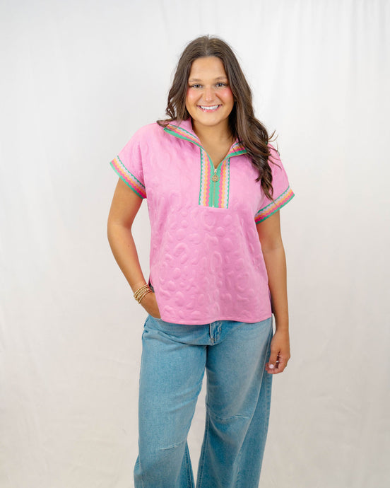 Emily McCarthy Poppy Pullover | Magenta Cheetah