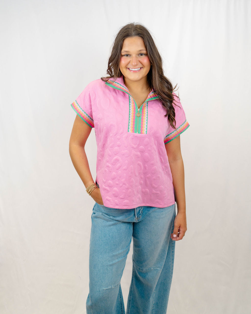 Emily McCarthy Poppy Pullover | Magenta Cheetah