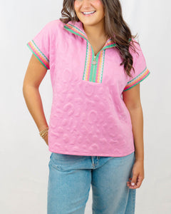 Emily McCarthy Poppy Pullover | Magenta Cheetah