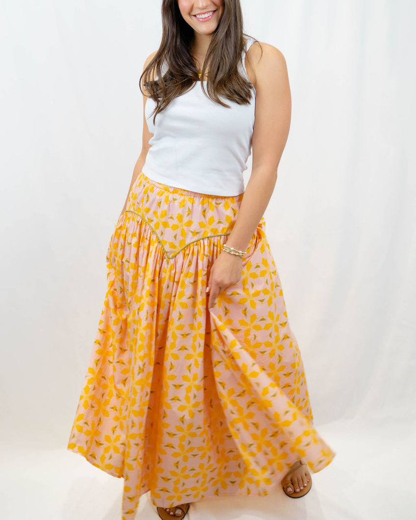 Brooks Avenue Arched Skirt | Orange Azalea