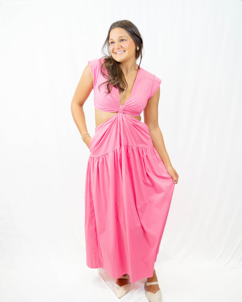Karlie Pink Poplin CutOut Maxi
