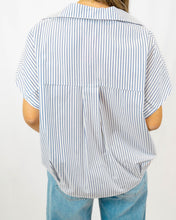 Load image into Gallery viewer, Karlie Blue Stripe Classic Collar Top