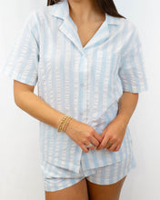 Load image into Gallery viewer, Blue Textured Stripe Boxer PJ Set