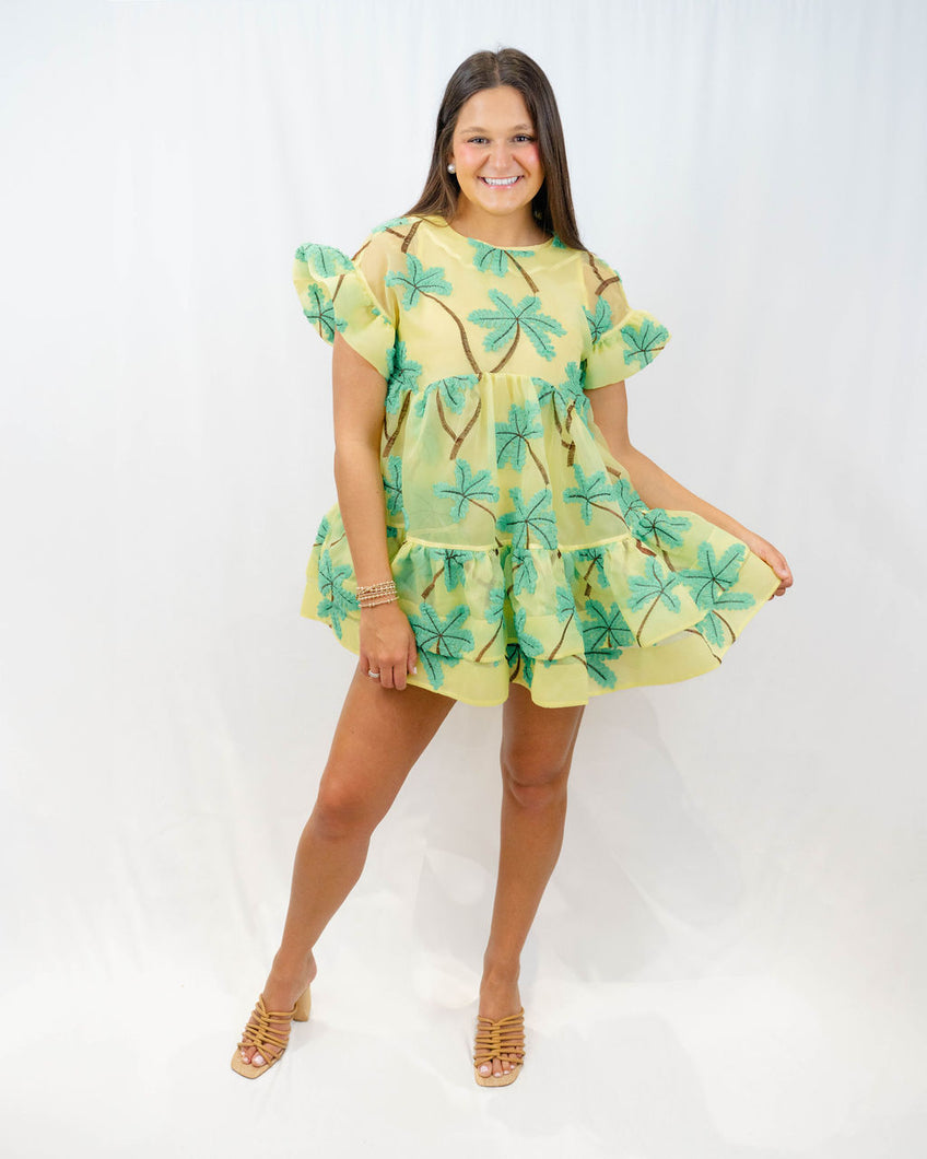 CeliaB Coral Palm Mini Dress
