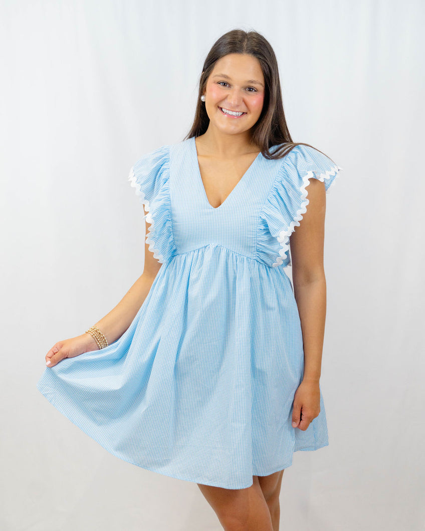 Prosperina Fairchild Mini Dress | Blue Gingham
