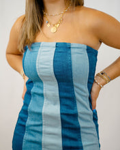 Load image into Gallery viewer, Show Me Your MUMU Coronado Corset Dress | Shady Indigo Stripe