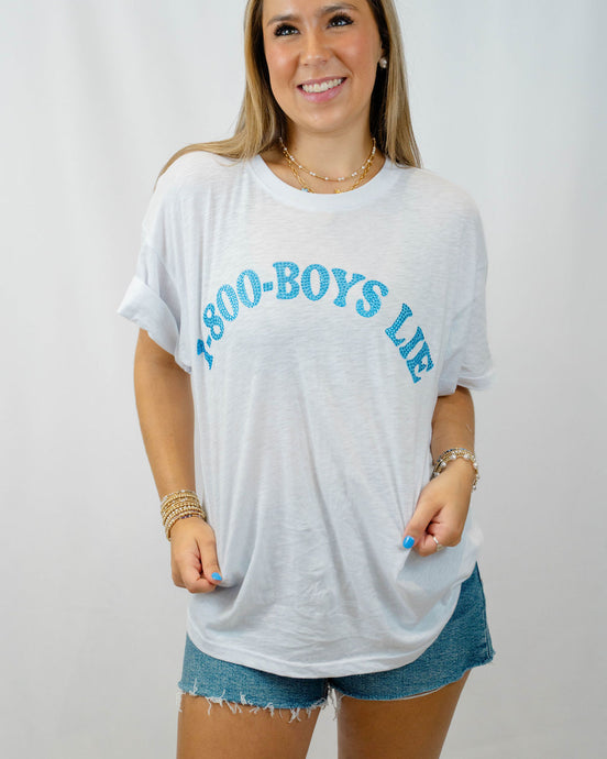 Boys Lie Blue 1-800 Boyfriend Tee