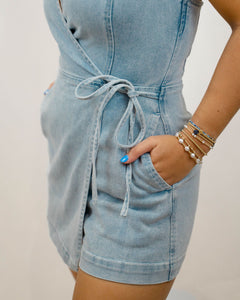 Mink Pink Oliver Denim Playsuit | Vintage-Blue