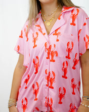 Load image into Gallery viewer, Show Me Your MUMU Sunday Morning Pj Set | Pink Lobster Jersey