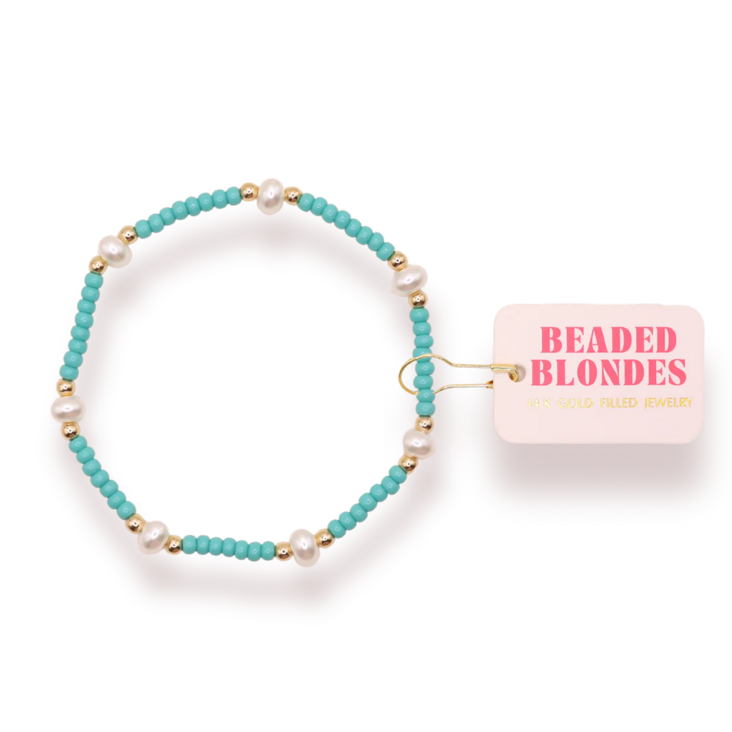 Beaded Blondes Turquoise Pearl Bracelet