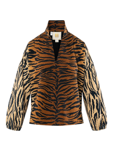 Emily McCarthy Long Sleeve Poppy Top | Tiger Jacquard