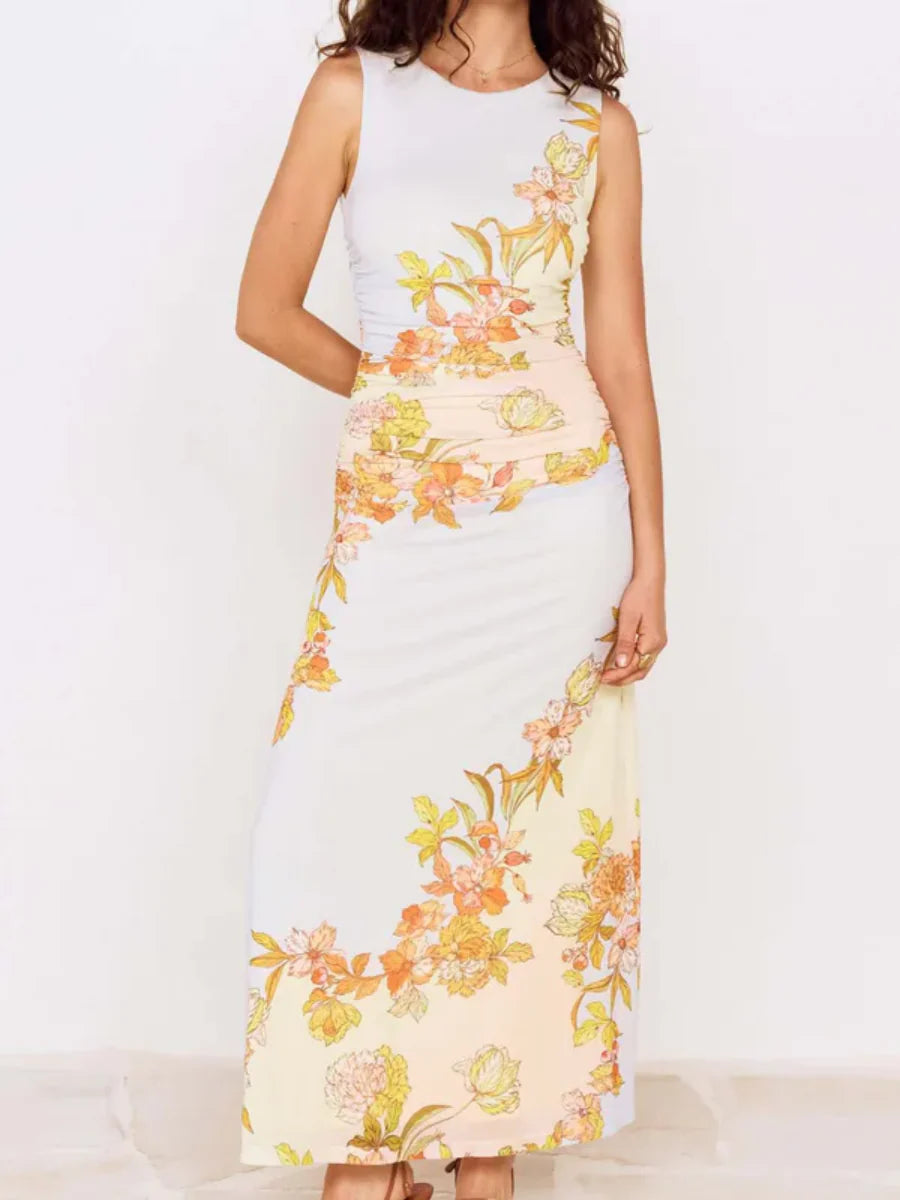 Pastel Floral Sleeveless Midi Dress S / Pastel Floral