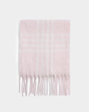 Load image into Gallery viewer, Katie Loxton Recycled Striped Tassel Scarf | Blush Pink &amp; White Plaid