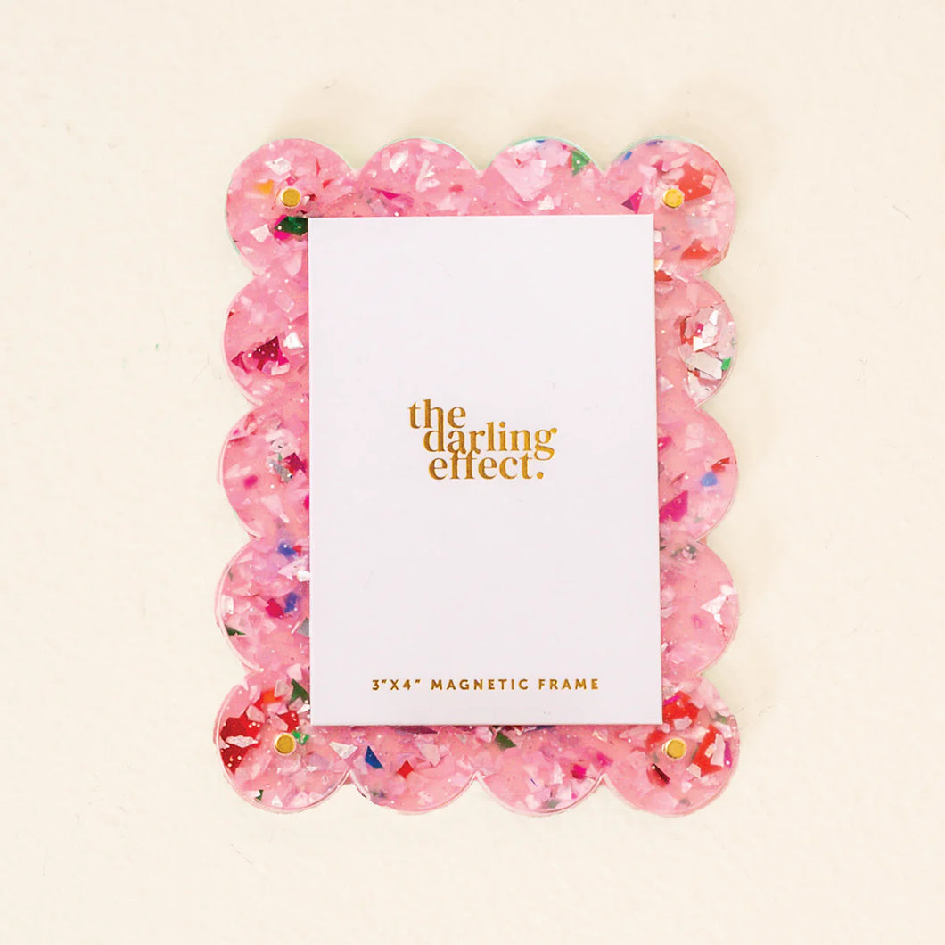 Mini Acrylic Picture Frame Magnet - Confetti Pink