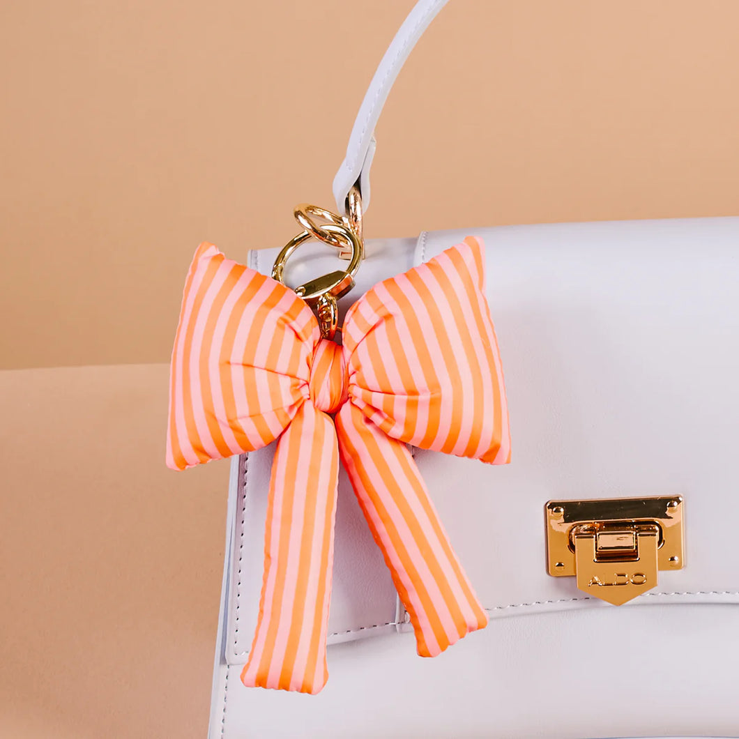 Puffy Bow Bag Charm - Sherbet Stripes