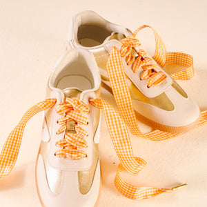 Step It Up Shoelaces - Gingham Orange