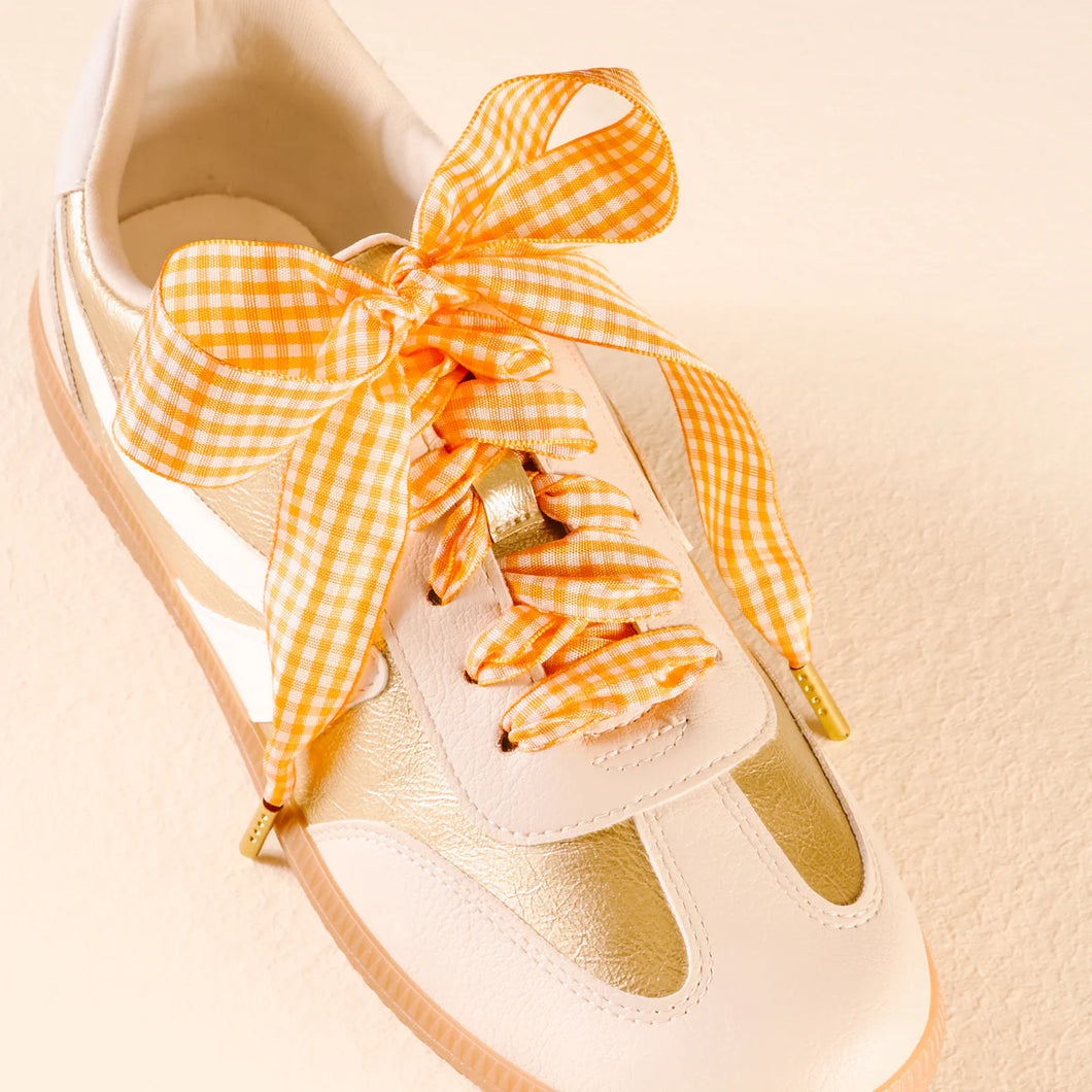Step It Up Shoelaces - Gingham Orange